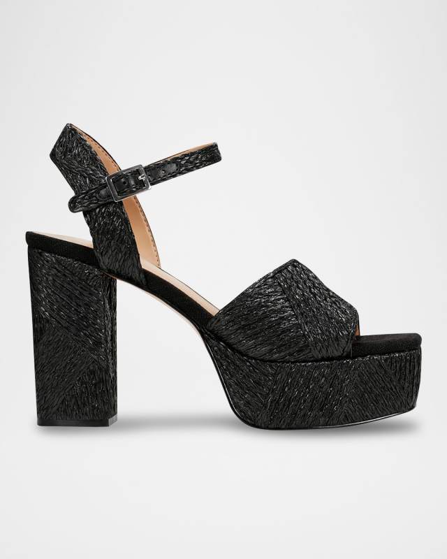 Woven Ankle-Strap Platform Sandals
